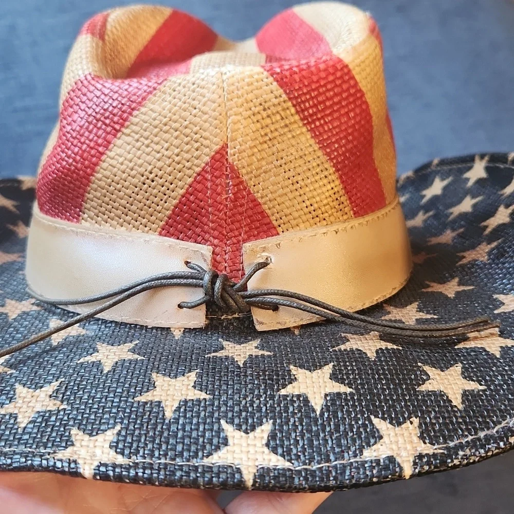Goldcoast Strow Patriotic American Flag Stripes & Stars Cowboy Hat